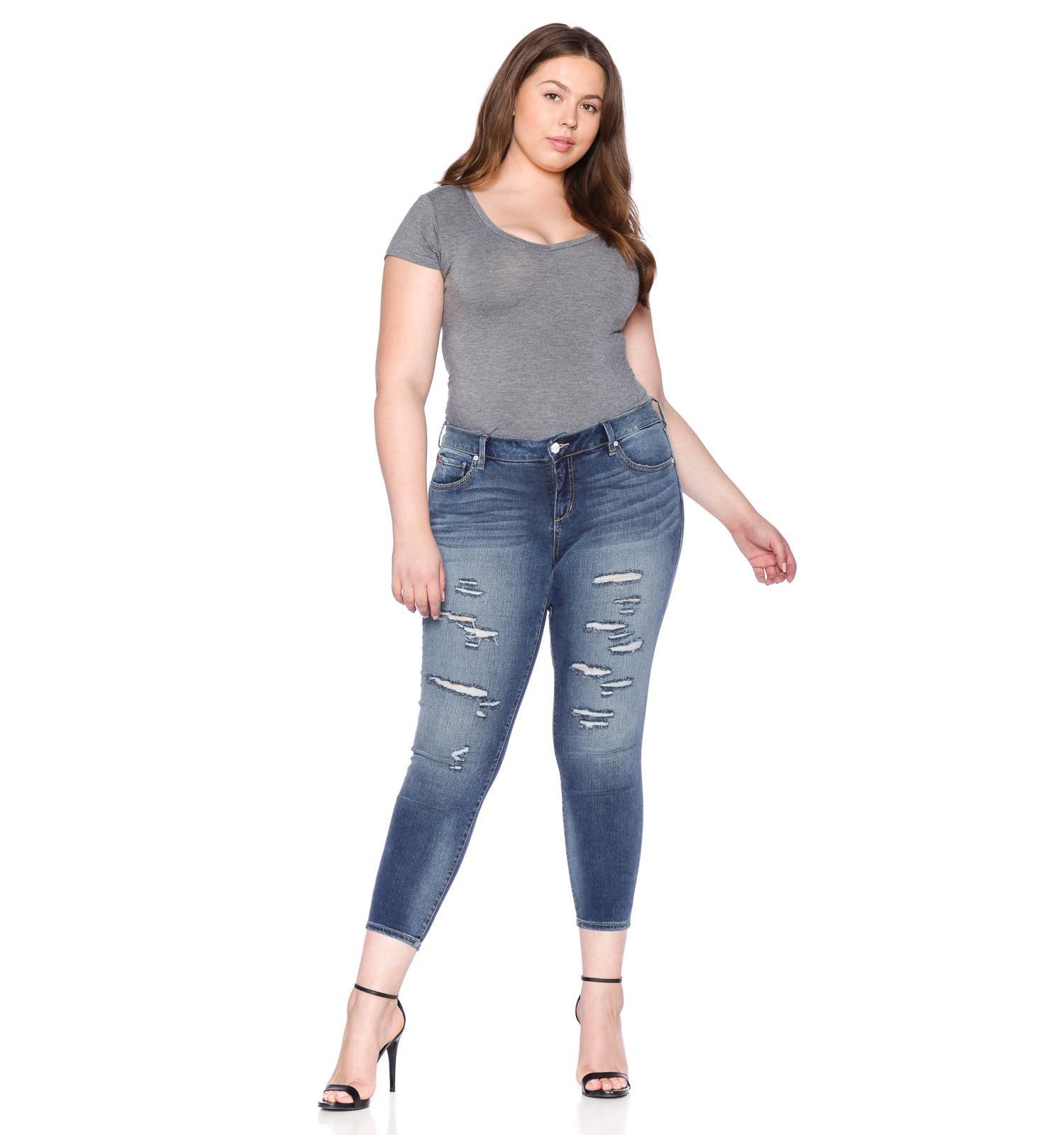Plus Size Mid Rise Ankle Skinny Jeans