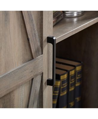  Rustic farmhouse pantry cupboard with sliding barn doors