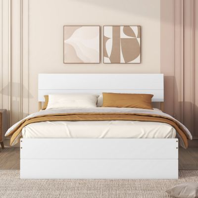 Streamdale Modern Full Bed Frame with Trundle and Drawers
