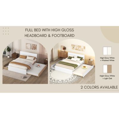 Streamdale Modern Full Bed with Trundle & 2 Drawers