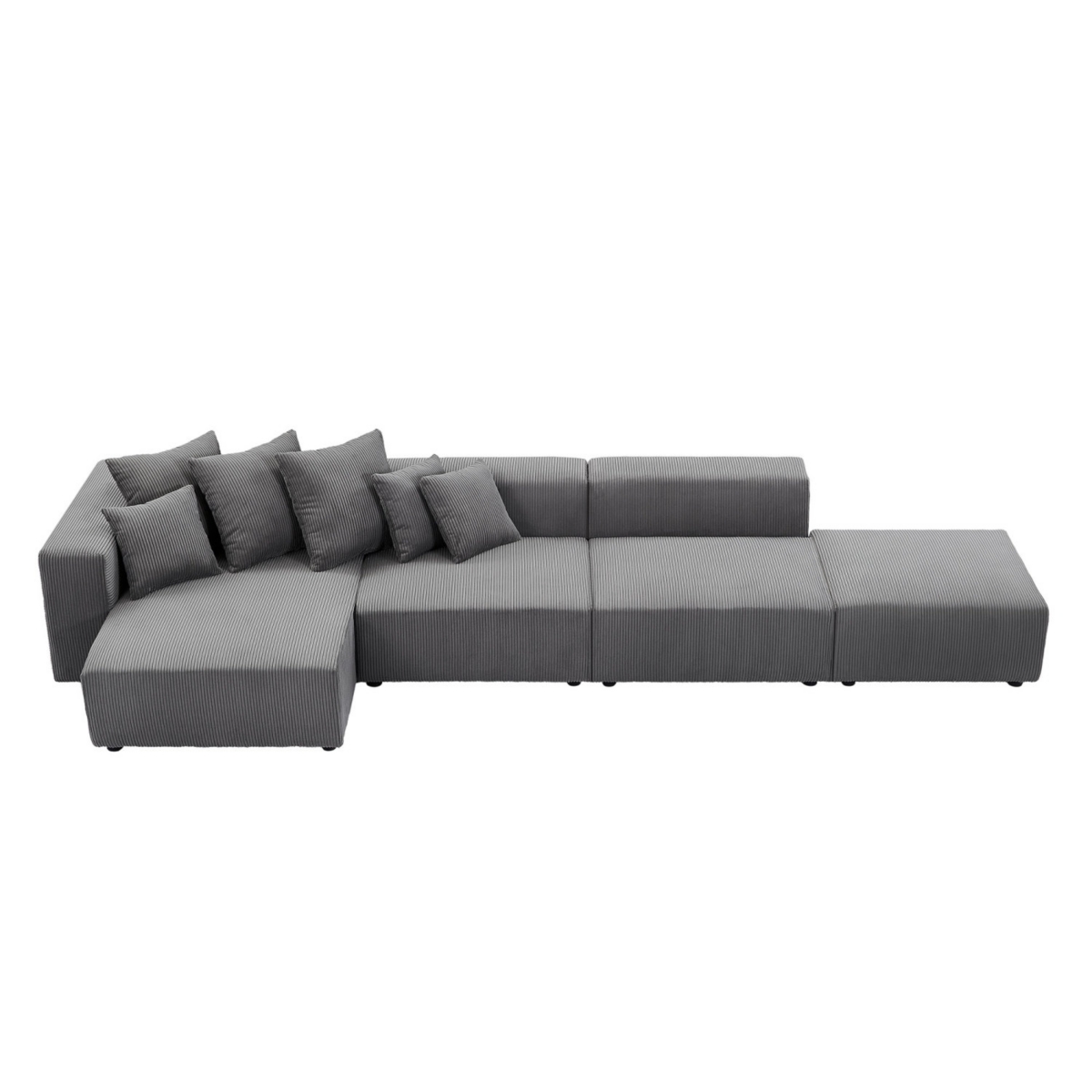 Streamdale Furniture 4-Piece Gray Corduroy Sectional Sofa Set