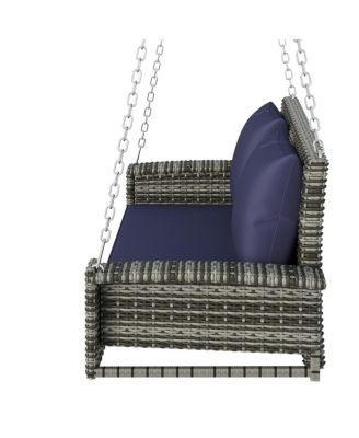 2-Person Wicker Hanging Porch Swing with Cushion