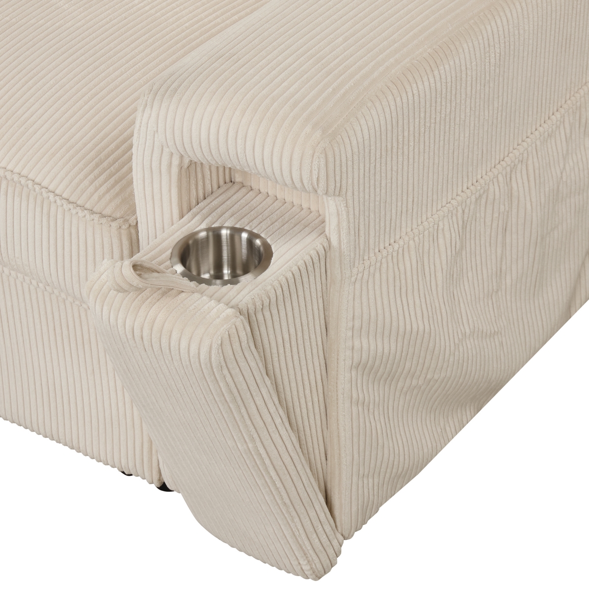 Simplie Fun Upholstery Sleeper Sectional Sofa With Storage Bags And 2 Cup Holders On Arms