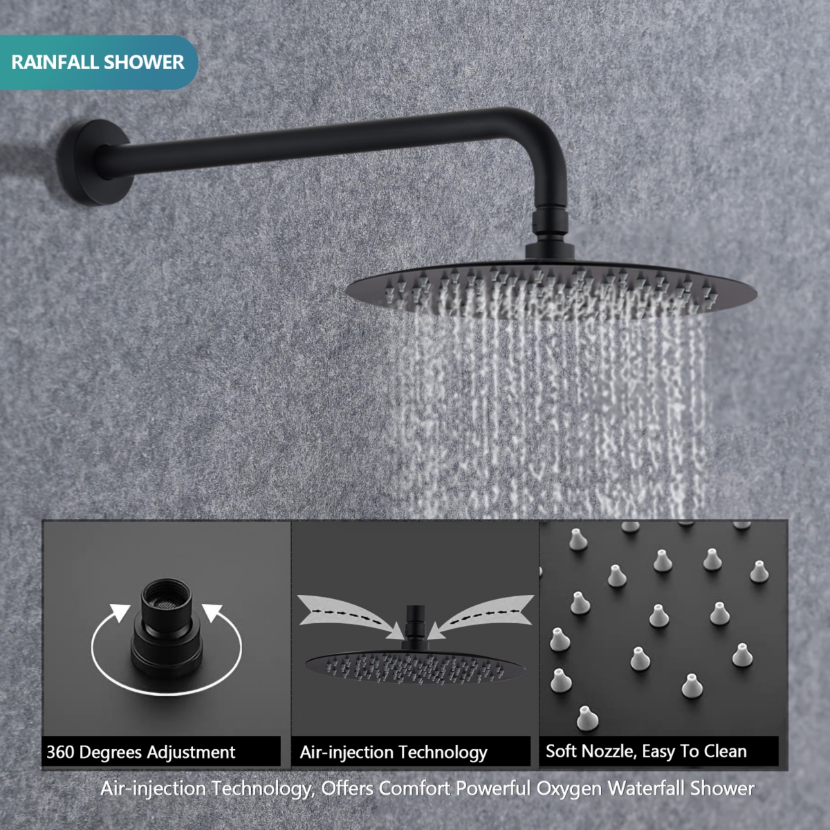 Streamdale Furniture Round Wall Mounted Shower Combo with Rain Head & Handheld