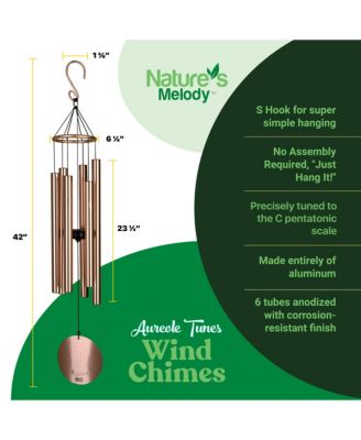 Aureole Tunes Wind Chimes - 6-Tube Outdoor Wind chime, C Pentatonic Scale - 42 Inch