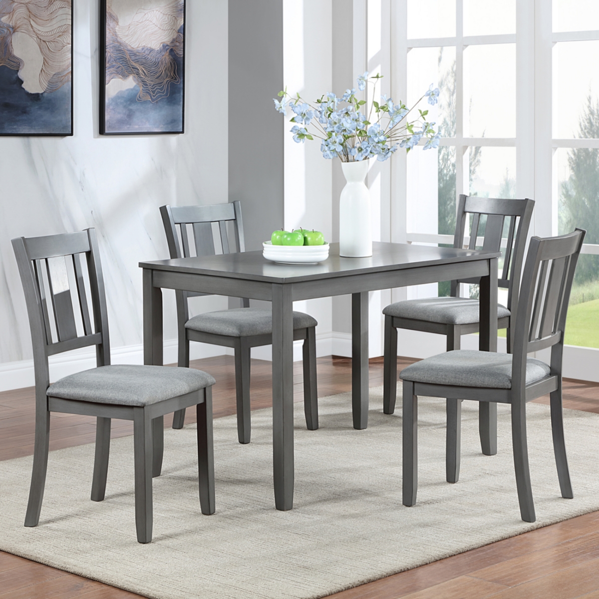 Streamdale Furniture Dining Chairs Set For 4, Kitchen Chair With Padded Seat, Side Chair For Dining Room, Gray