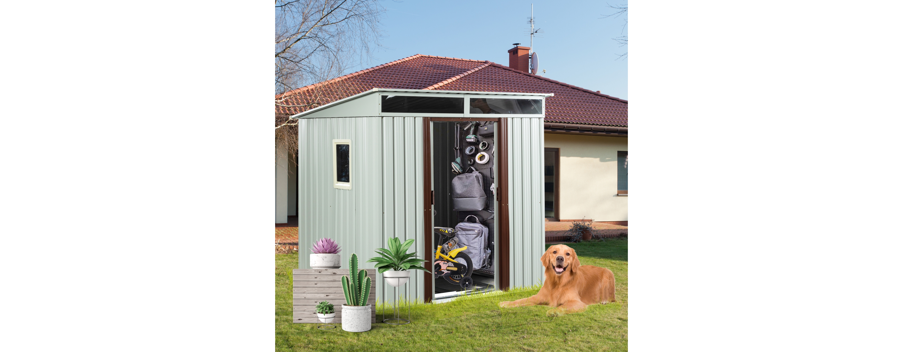 Streamdale 6FT X 5FT Outdoor Metal Storage Shed With Window White