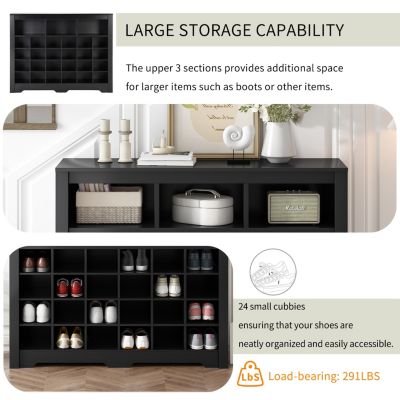 MDF and particle board Sleek 24 Shoe Cubby Console & Sideboard