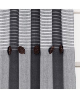 Farmhouse Button Stripe Yarn Dyed Woven Cotton Window Curtain Panels