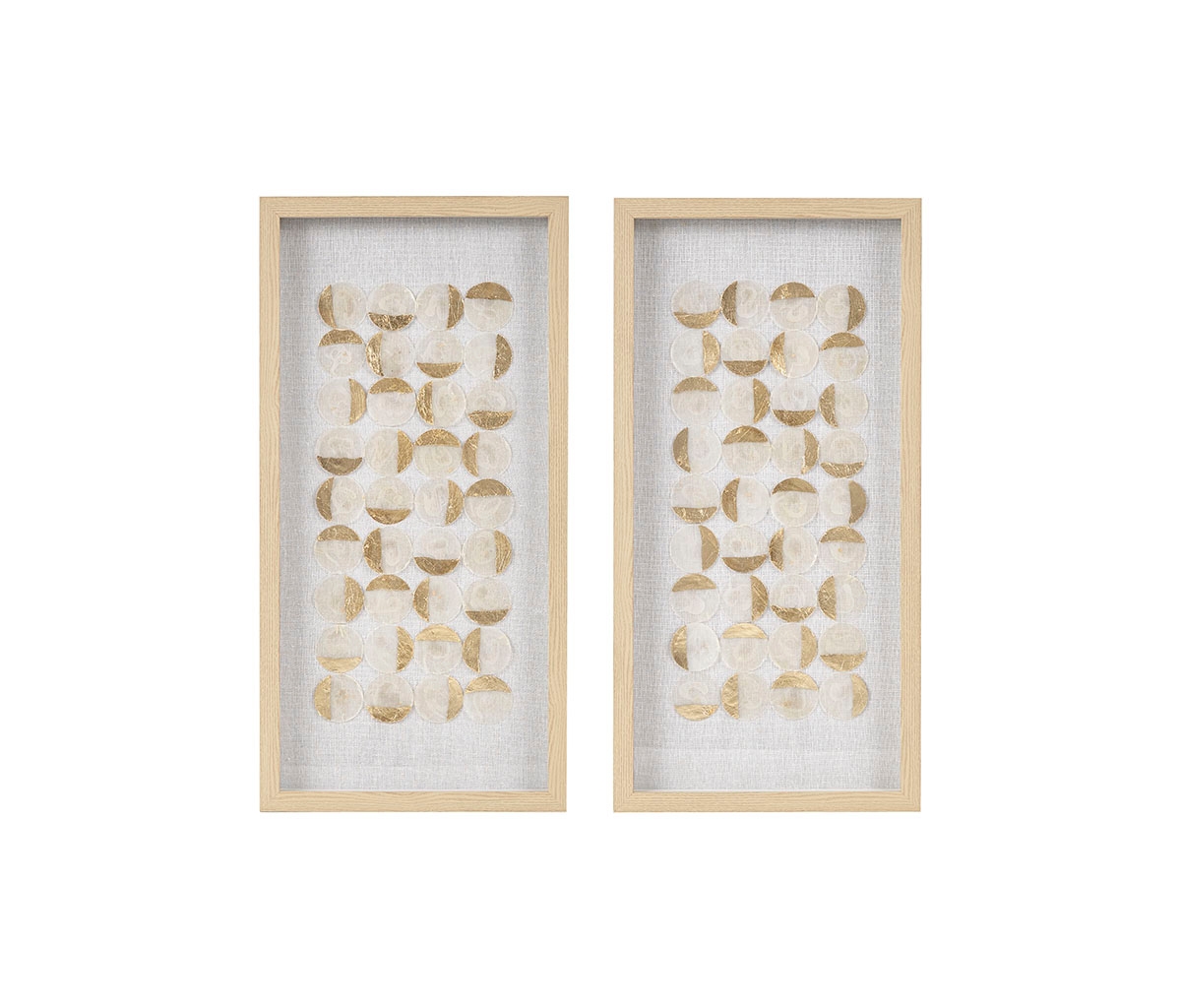 Streamdale Furniture Aurelian Emblem Natural Capiz WithFoil 2-Piece Shadowbox Wall Decor Set - Gold