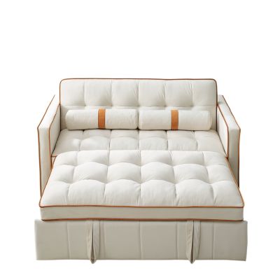 55 Inches Fabric Side Pockets Pull-Out Sofa Bed