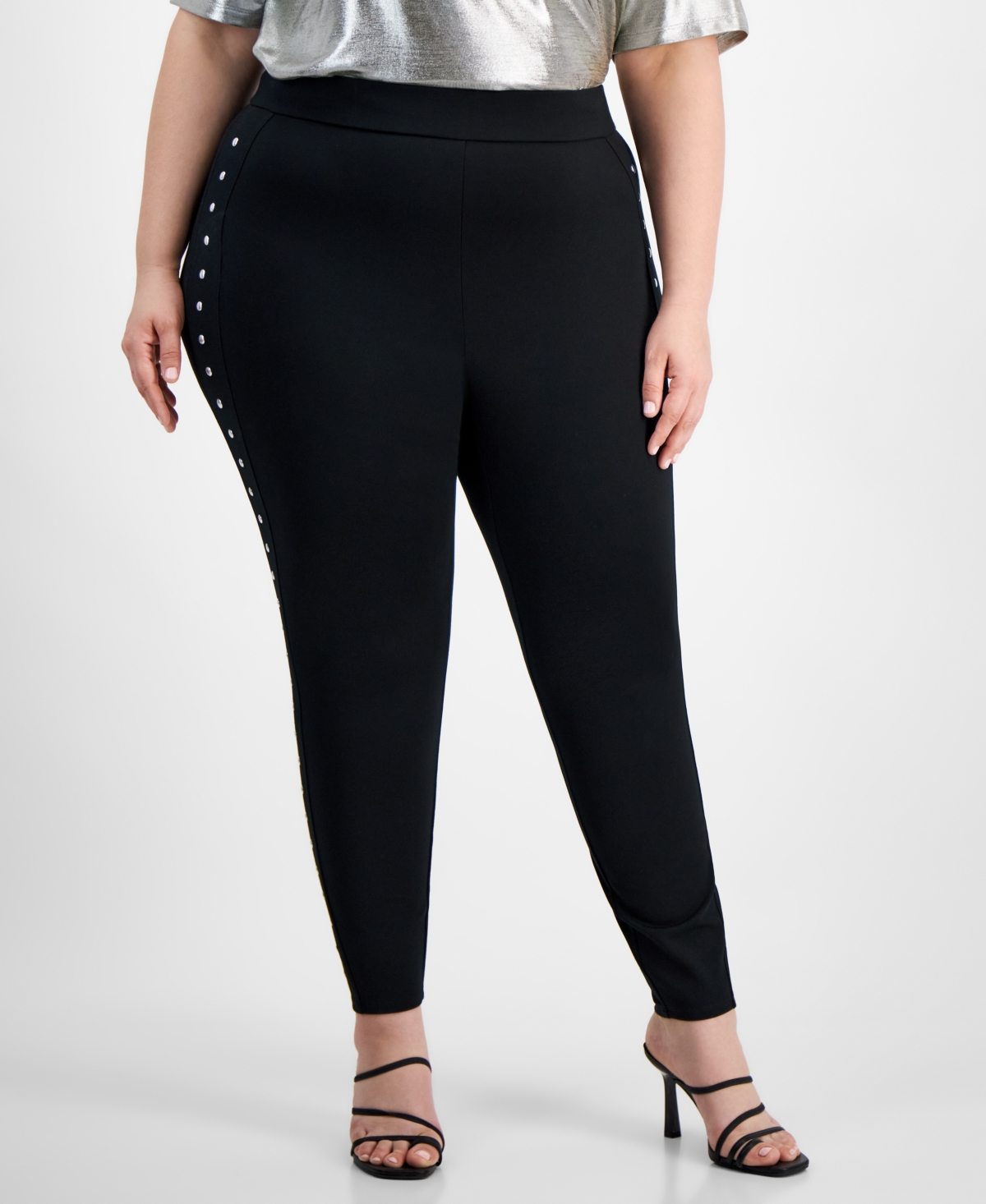 Bar Iii Plus Size Side-Studded Leggings, Created for Macy's