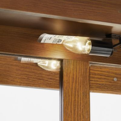 3 Tier, Wood & Tempered Glass, Curio Cabinet with lighted display, mirrored back, adjustable shelves (bulb not included).