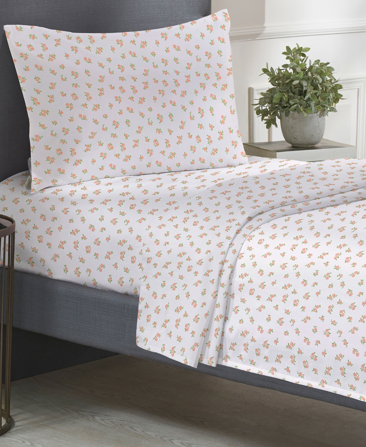 Floral Sheet Set Twin Xl, Soft 100% Cotton Sheets, Sateen, 3 Pc Deep Pocket Bedding Sheets & Pillowcase - Chic