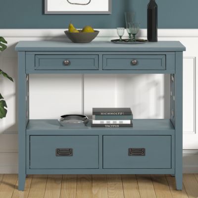 Farmhouse Console Table with Drawers & Shelf
