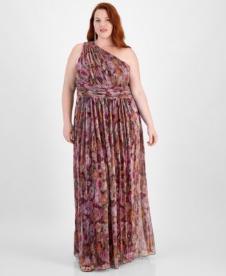 B Darlin Trendy Plus Size Printed One Shoulder Gown Macy s