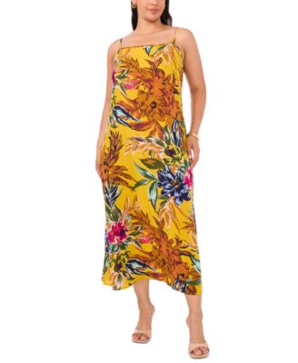 MSK - Plus Size Floral-Print Square-Neck Maxi Dress