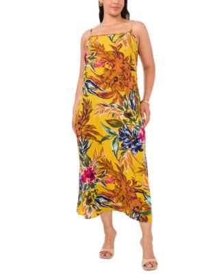 MSK Plus Size Floral-Print Square-Neck Maxi Dress - Macy's