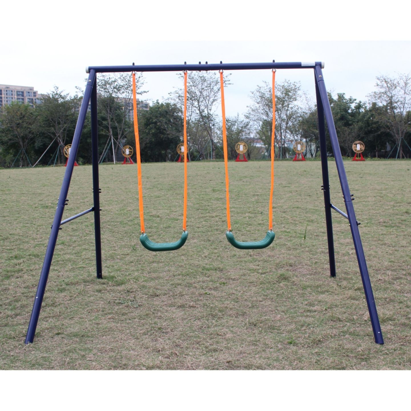 Детские игрушки Streamdale Furniture Streamdale Two Station Steel A-Frame Swing Set with Two Swing Seats, Ages 3-8, цвет: Синий — фото 7