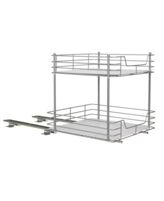 Glidez Steel Pull-Out/Slide-Out Storage Organizer with Plastic Liners for Under Cabinet or Wire Shelf 2-Tier Design