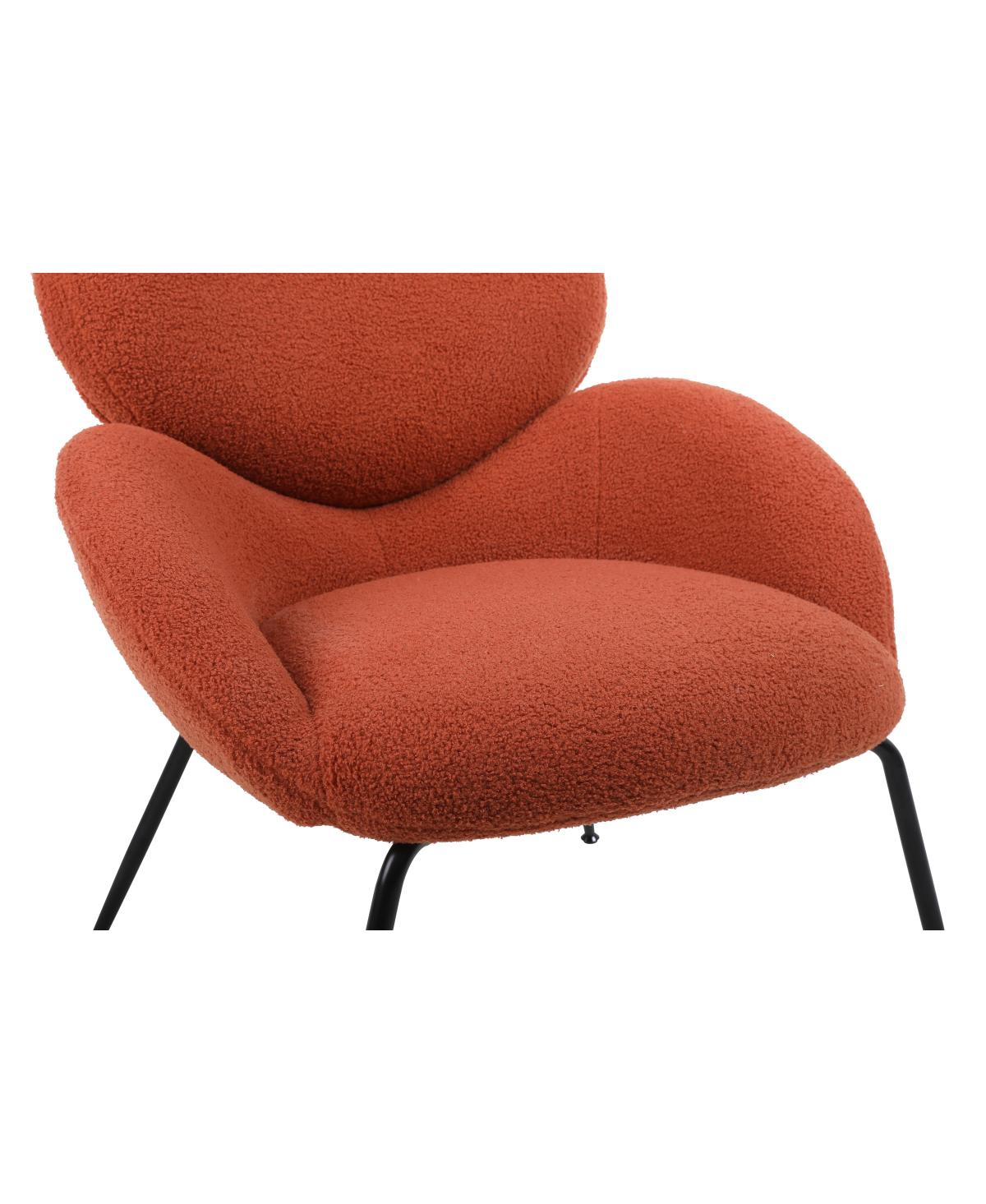 Streamdale Furniture Modern Sherpa Chairs Accent Armchairs for Living Dining Room, Upholstered Chairs with Black Metal Legs, Comfy and Soft Chairs for