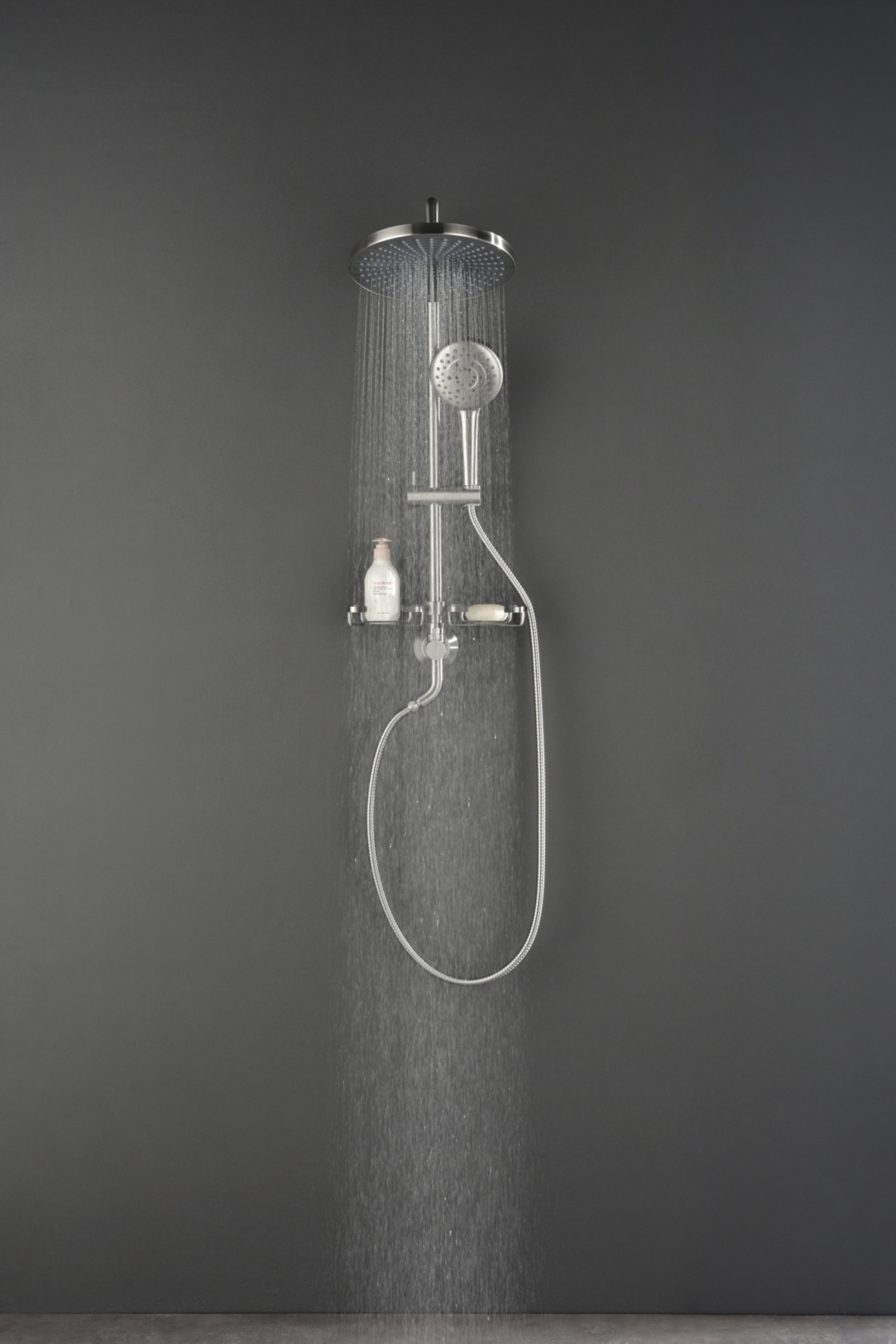 Streamdale Furniture Matte Black Shower System: Rain Showerhead, Hand Shower, Slide Bar, Soap Dish