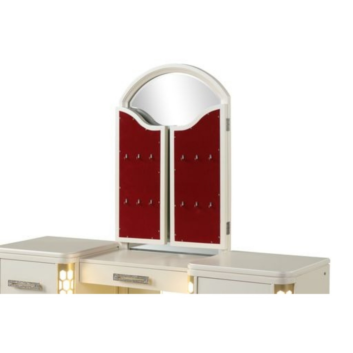 Streamdale Furniture Jasmine Vanity Set With Side Led Lightning Made With Wood In Beige