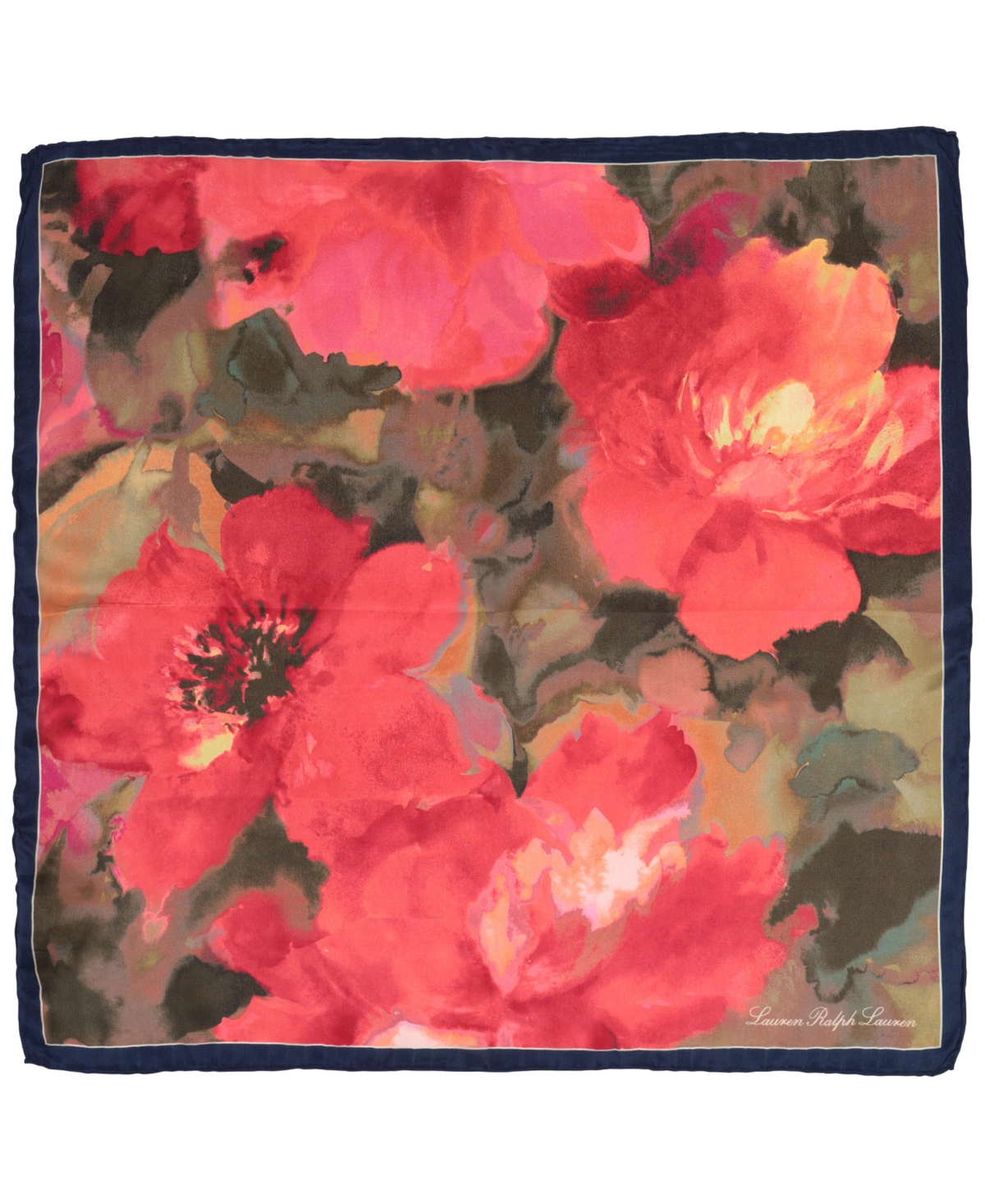 watercolor floral square scarf - Rust