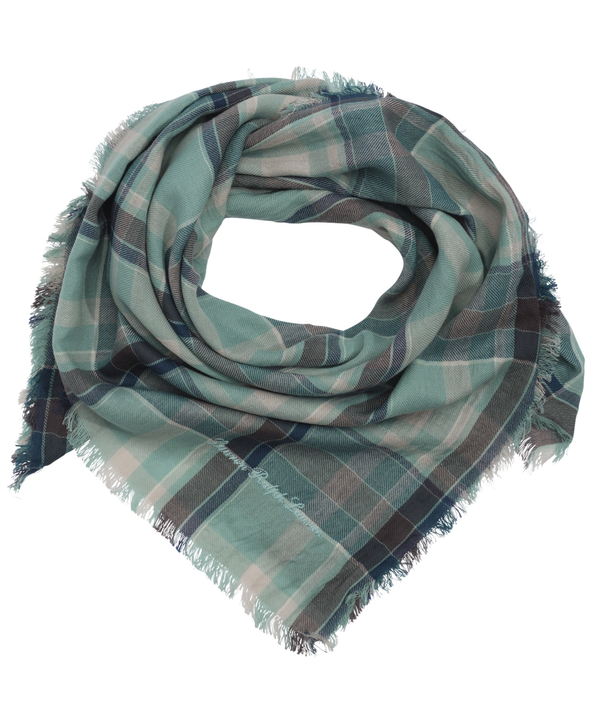 woven plaid square scarf - Pale Turq