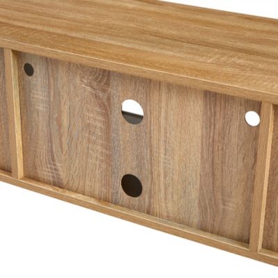  Rattan TV Cabinet with Adjustable Shelf and Colorful Light Strip