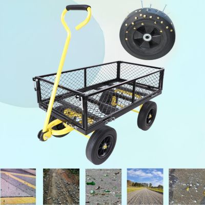 Solid Wheels Garden Cart for Easy Firewood Transport