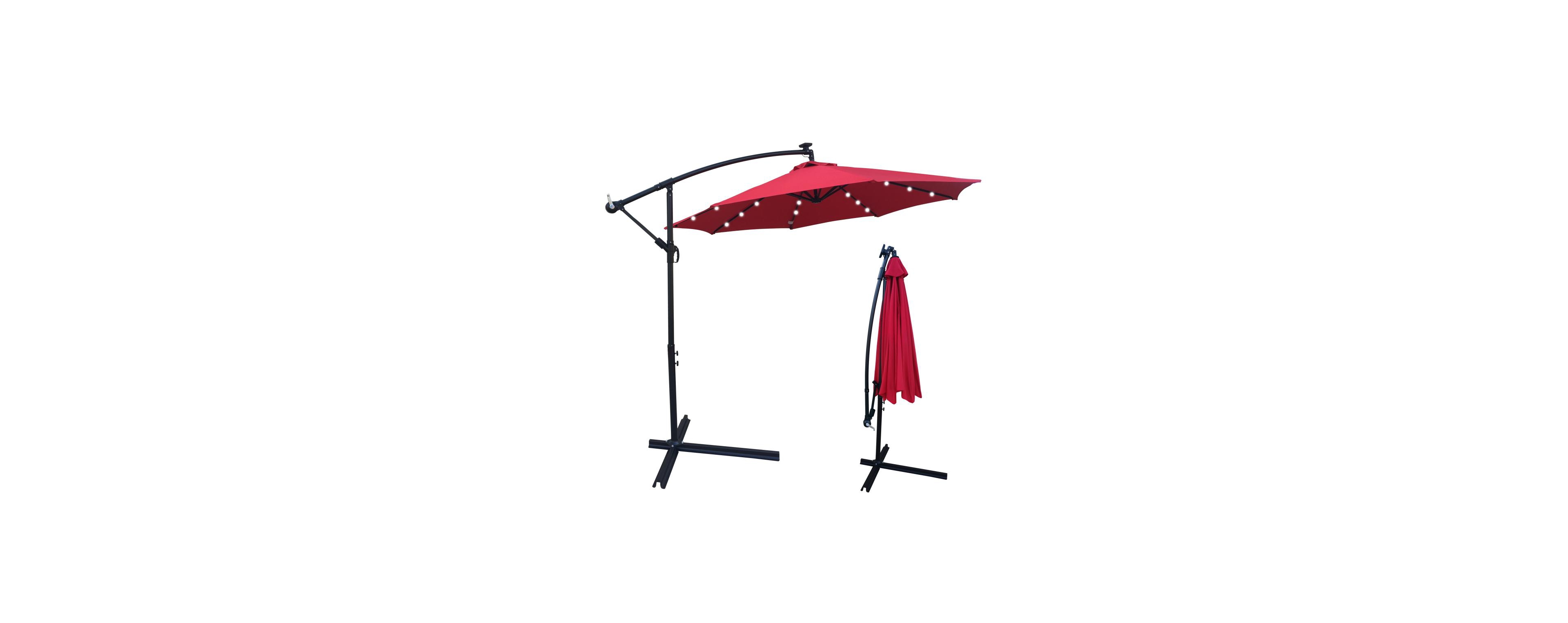 Simplie Fun 10 Ft Outdoor Patio Umbrella Solar Powered Led Lighted 8 Ribs Umbrella With Crank