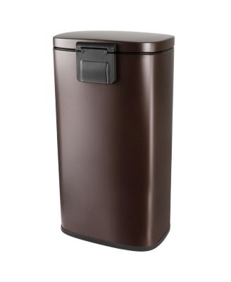 3 Piece 30 Liter and 5 Liter Stainless Steel Step Trash Bin Combo Set with Slow Close Mechanism in Matte Bronze