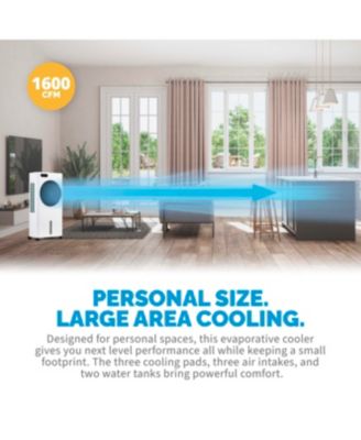 Evaporative Air Cooler and Portable Cooling Fan, Honeycomb Pad, 1600 CFM CycloneCirculation 3.16 Gallon Removable Water Tank, Remote and Time
