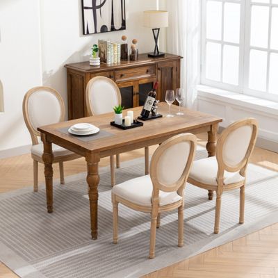 Antique Linen Dining Chairs, Set of 2