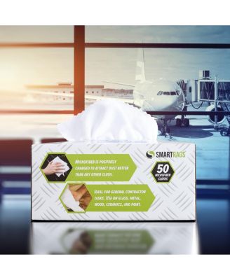 Arkwright Smart Rags Microfiber Cleaning Cloths (Box of 50), 12x12 in., Reusable, Multi-Purpose, Color Options