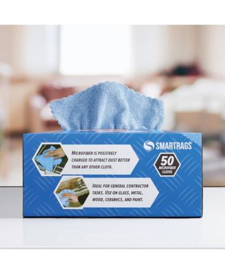 Arkwright Smart Rags Microfiber Cleaning Cloths (Box of 50), 12x12 in., Reusable, Multi-Purpose, Color Options