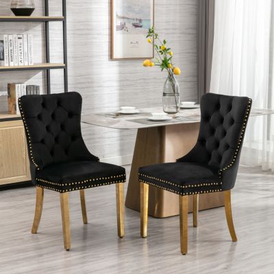 Contemporary Velvet Dining Chairs, Set of 2