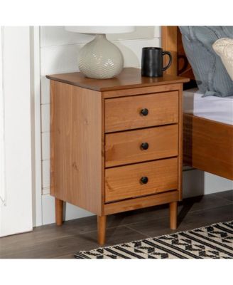 Streamdale Classic 3-Drawer Solid Wood Nightstand - Caramel