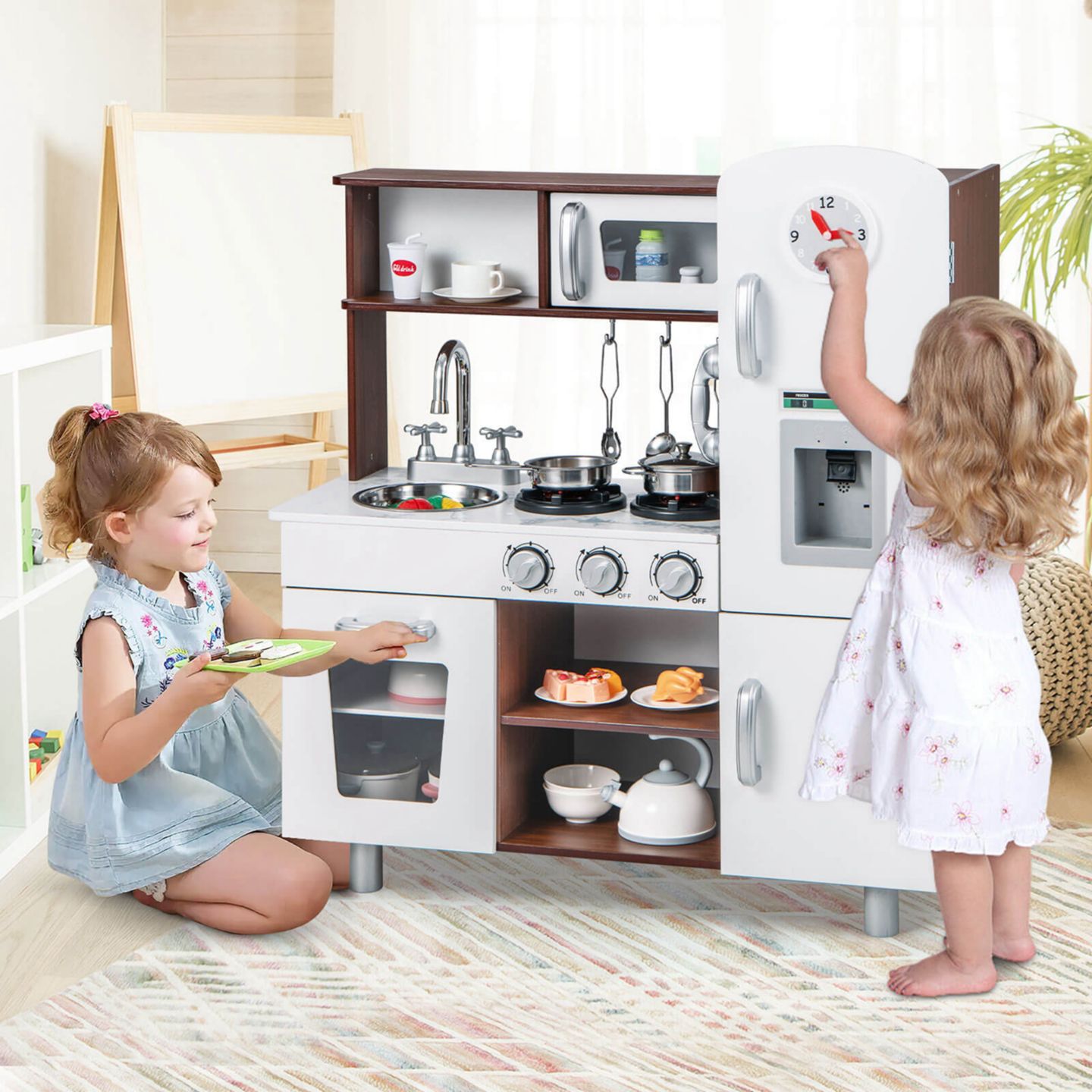 Детский игровой набор Costway Sounds & Lights 6-Piece Kitchen Playset, от 3 лет, цвет: Белый — фото 2