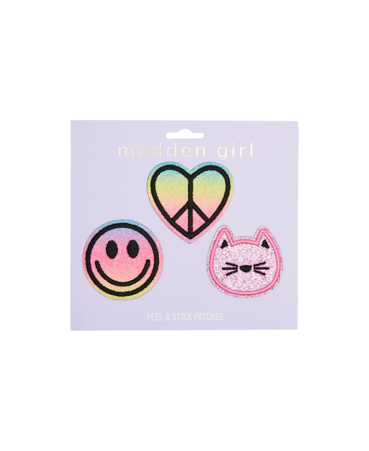 Madden Girl Peel & Stick Multi Icon Patch In Rainbow Smiley,peace Heart,cat