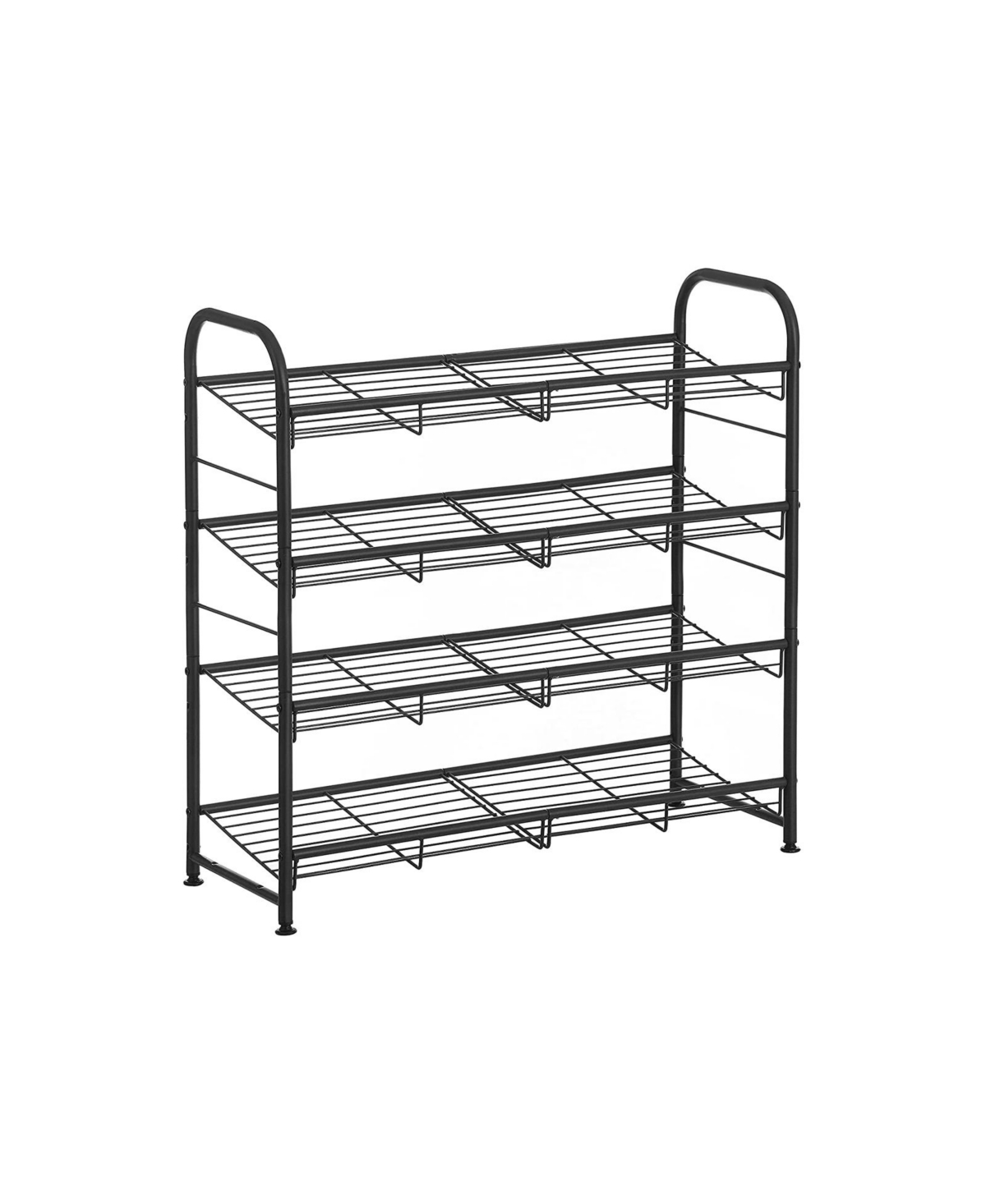 4-Tier Shoe Rack Storage Organizer, Hold up to 16 Pairs, Steel, for High Heels, Trainers, Slippers - Grey