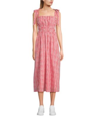 Lands' End Women's Textured Tie Shoulder Midi Dress - Macy's