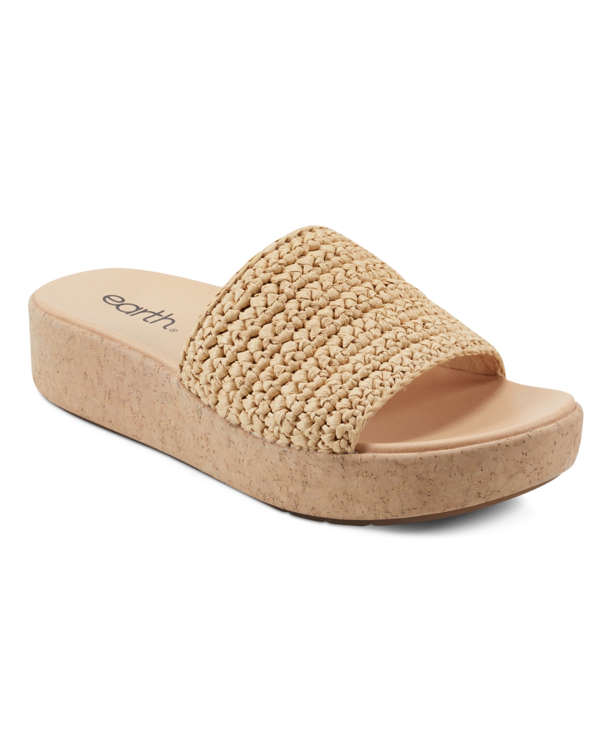 EARTH WOMEN'S SACHAN WOVEN BAND SLIP-ON PLATFORM SANDALS 