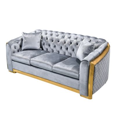  Velvet Luxury Chesterfield Sofa Set, 84"