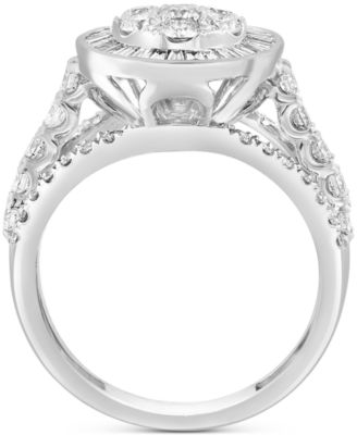 EFFY&reg; Diamond Round & Baguette Circle Cluster Ring (1-5/8 ct. t.w.) in 14k White Gold