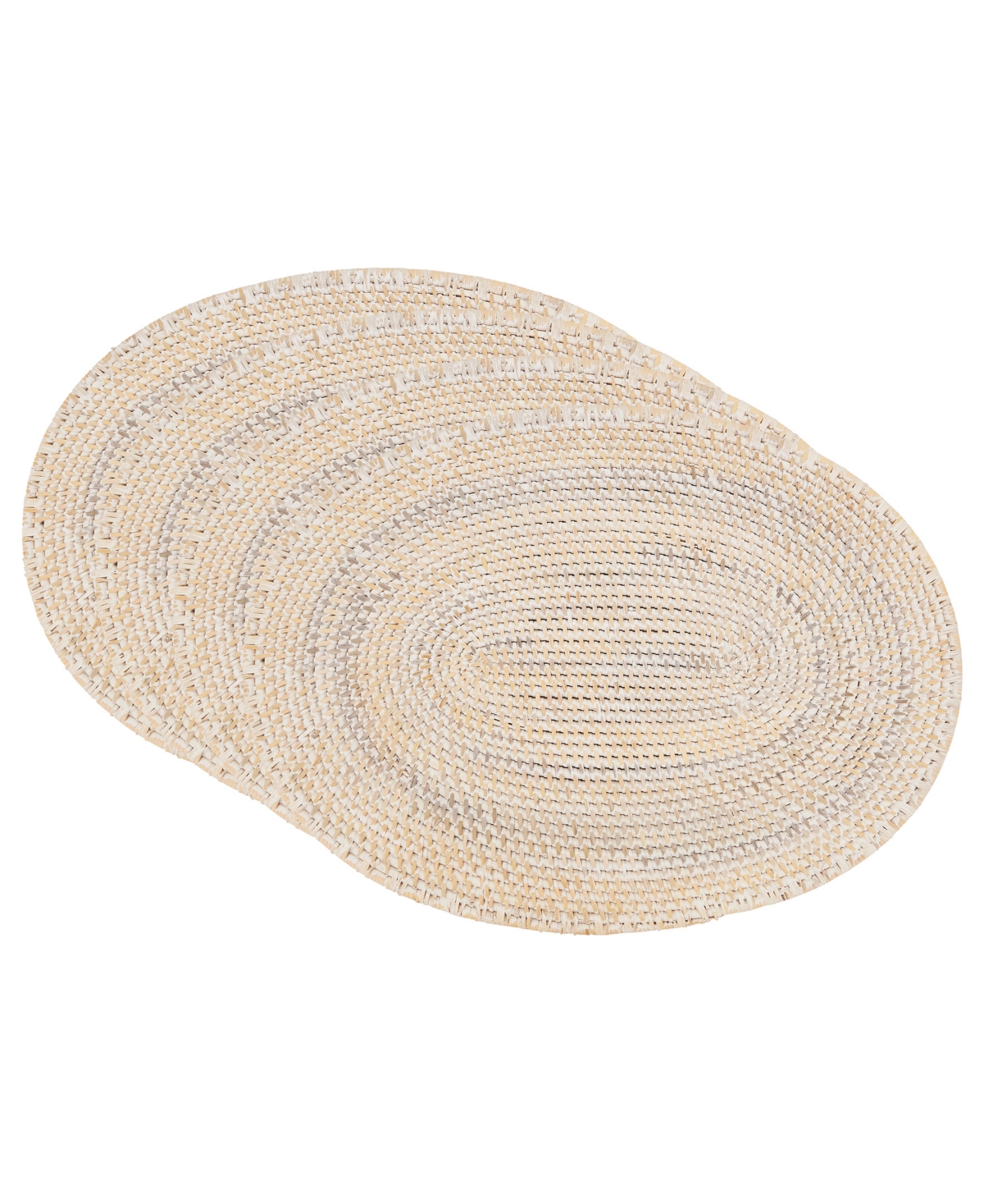 Saro Lifestyle Woven Rattan Placemats Set Of 4,14"x19" In Caramel