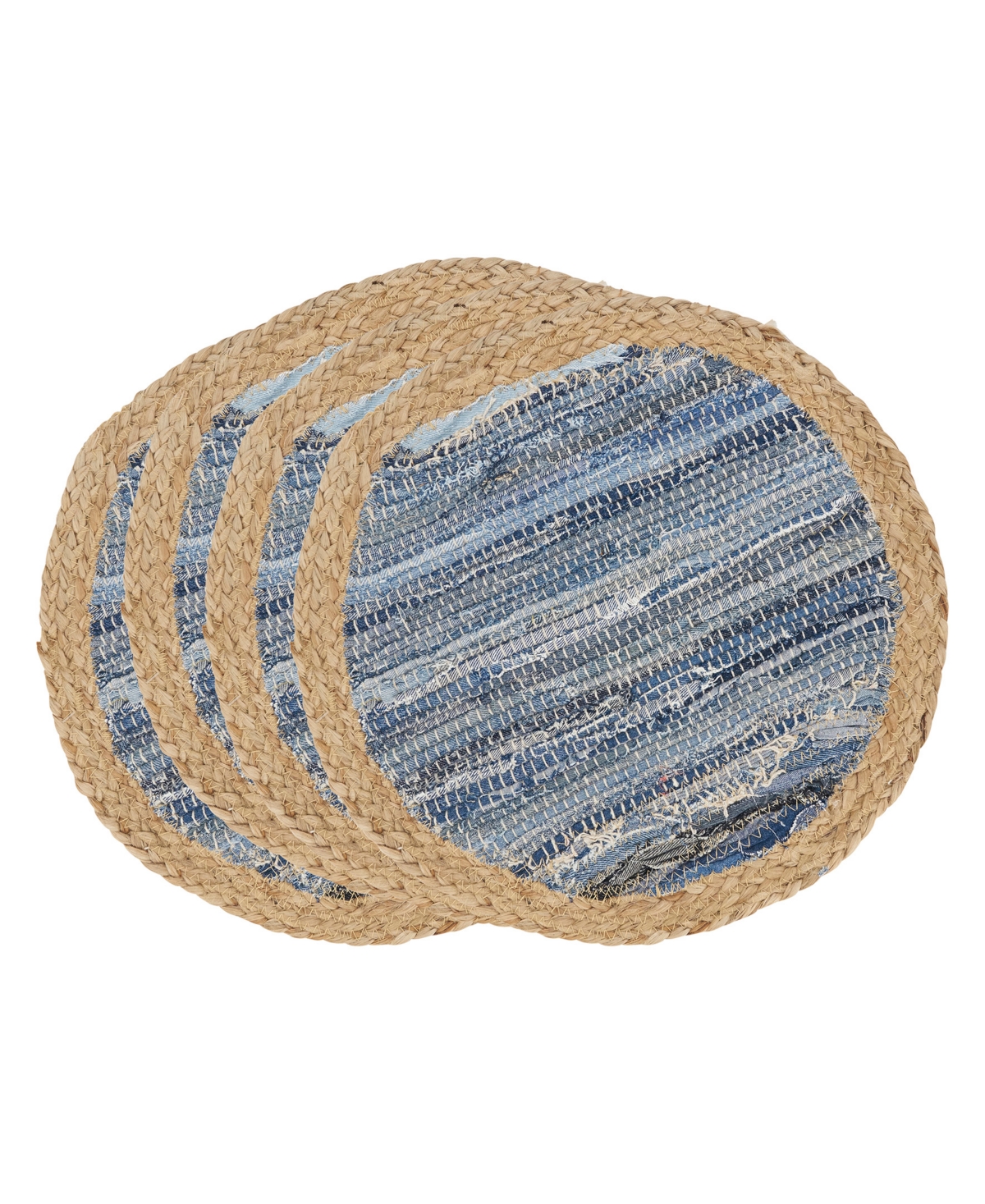 Saro Lifestyle Rustic Denim Weave Placemat Set Of 4,15"x15" In Navy Blue