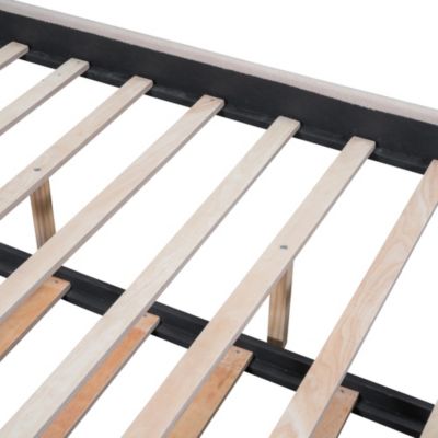 Teddy Fleece Queen Size Upholstered Platform Bed With Trundle