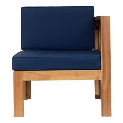 Streamdale 5-Piece Wood Patio Sectional Set with Blue Cushions